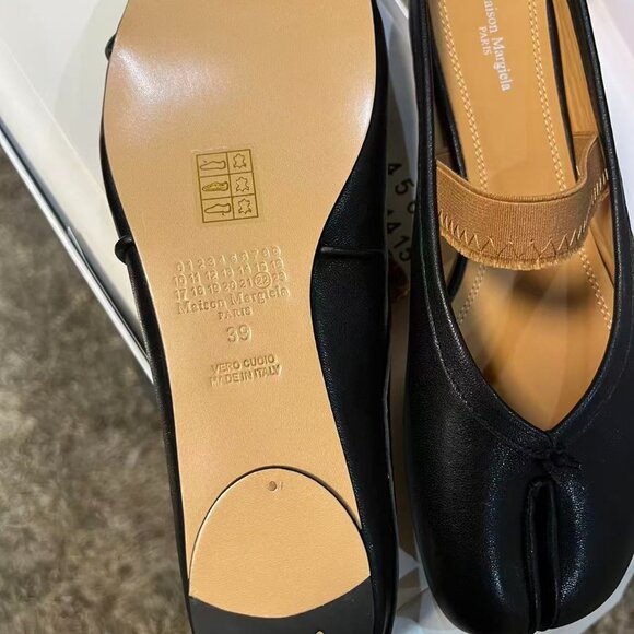 Maison Margiela Tabi Ballet Flats Black Size 39 US9 w/ Elastic Band Japan - Picture 7 of 7
